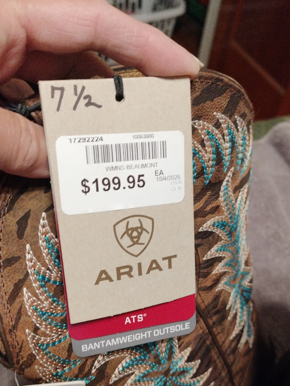 Ariat Brown Leather Western Boots with Turquoise Stitching - Picture 6 of 6